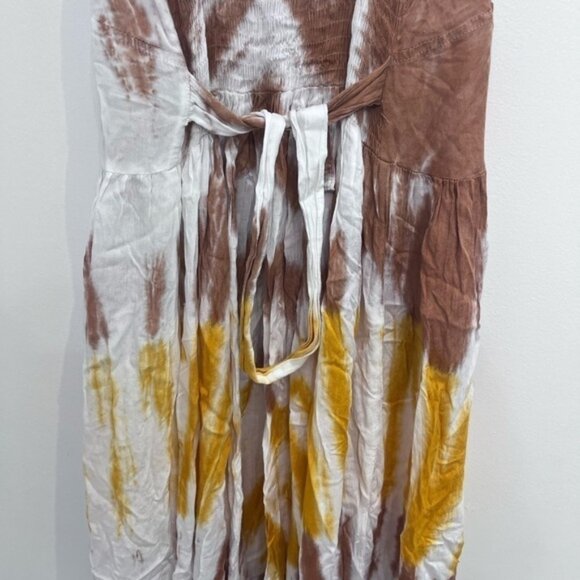 BOHO cotton dress with belted yellow and brown - Picture 7 of 13